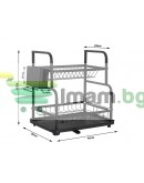 Сушилник за чинии на 2 нива с улей за мивка черен